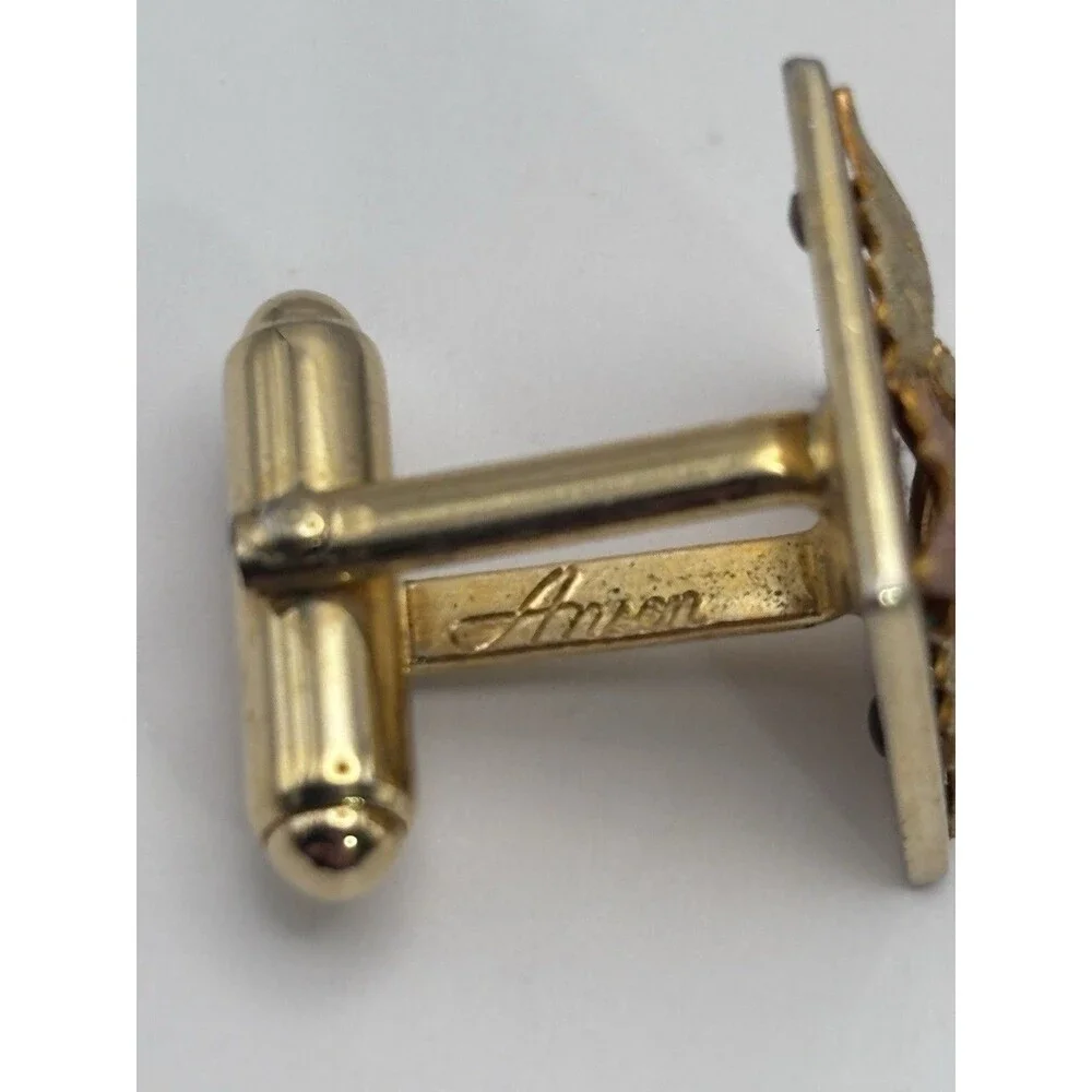 Vintage Black Hills Gold Cuff Links Anson Mid-Century